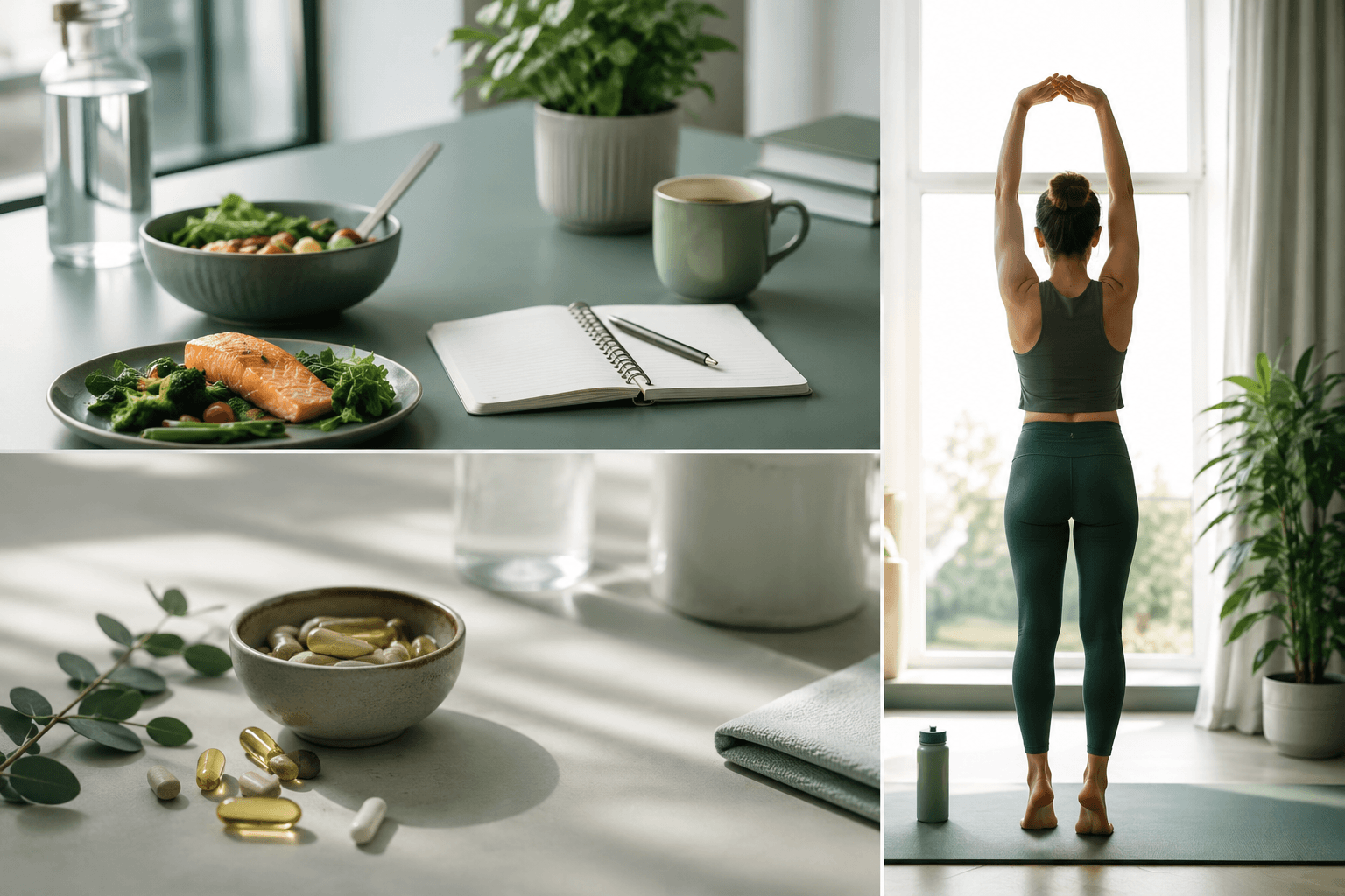 Balanced nutrition, hydration and supplement routine